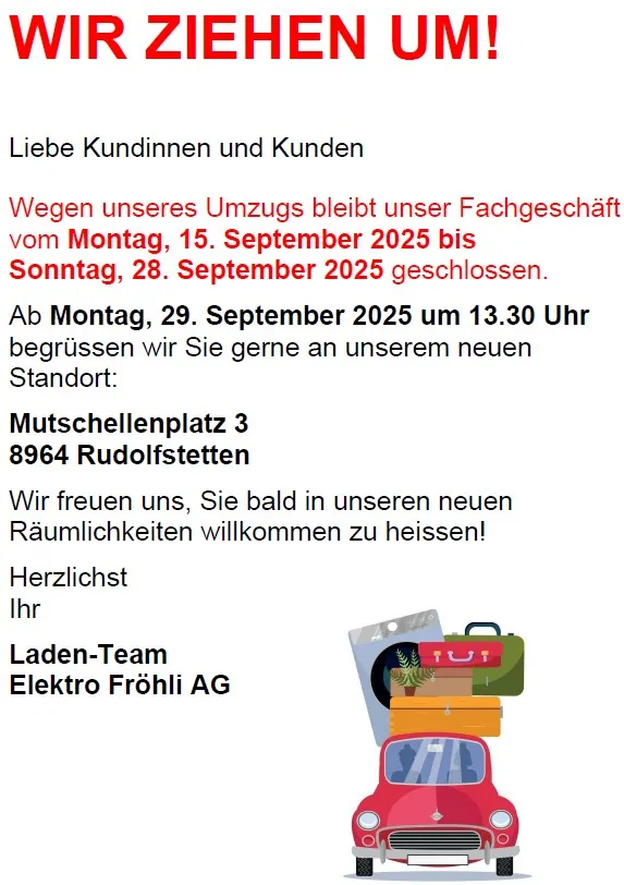 Hinweis: Wir ziehen um