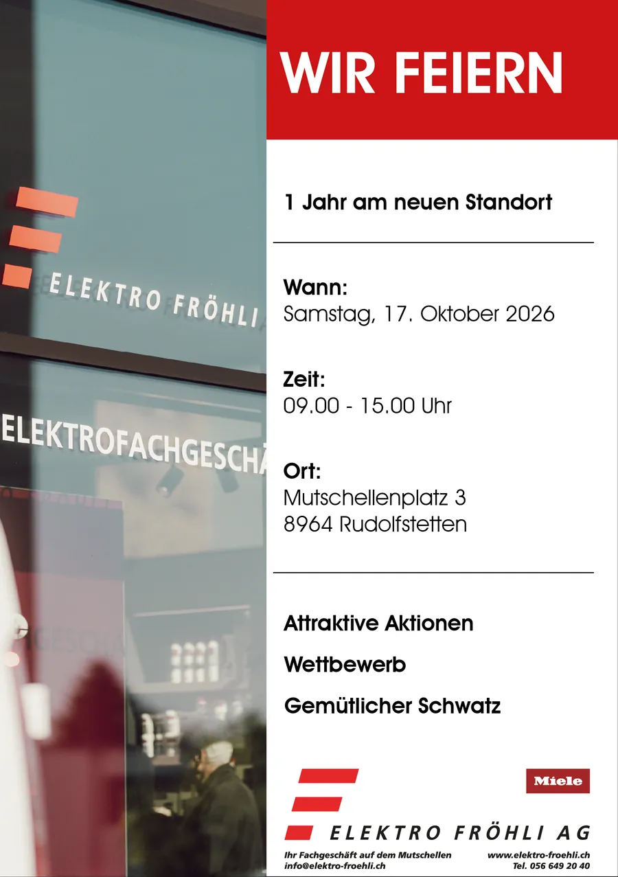 Plakat: Wir feiern – 1 Jahr am neuen Standort